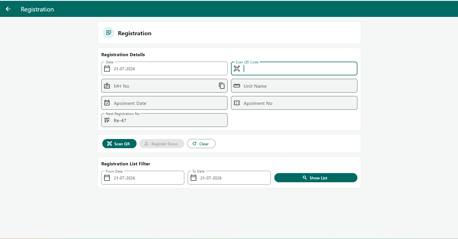 Registration Page